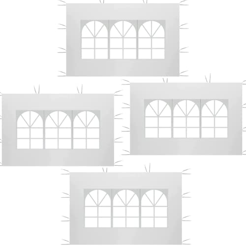 Yotbule Seitenteile für Pavillon mit PVC Fenster, 4PACK 2 x 3M Wasserdicht, Seitenteil Gazebo aus Oxford 210D Seitlicher Ersatz für Garten-Pavillon, Outdoor, Party, Weiß, 321 von Yotbule