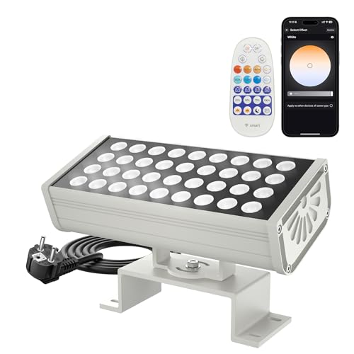 Yotivki LED Strahler Außen 72W– Wasserdichte IP65 Außenstrahler mit Dimmbarer Farbtemperatur (2700K-6500K), Smart App & Fernbedienung, Timer-Funktion für Garten with APP and RF Control von Yotivki