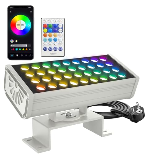 Yotivki RGB LED Strahler Außen Fluter – Smart 180W Farbwechsel Flutlichtstrahler mit App-Steuerung & Fernbedienung, RGBCW 2700K-6500K dimmbar, IP65 wasserdicht Außenstrahler, Musik Sync, Timer Yotivki RGB LED Strahler Außen Fluter – Smart 180W Farbwechsel Flutlichtstrahler mit App-Steuerung & Fernbedienung, RGBCW 2700K-6500K dimmbar, IP65 wasserdicht Außenstrahler, Musik Sync, Timer von Yotivki