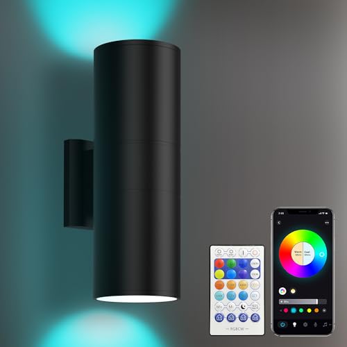Yotivki Smart RGB LED Außenwandleuchte Up Down, App & Fernbedienung, Farbwechsel 2700K-6500K dimmbar, IP65 wasserdichte Wandlampe für Außenbereich Garten Haus Wandbeleuchtung Yotivki Smart RGB LED Außenwandleuchte Up Down, App & Fernbedienung, Farbwechsel 2700K-6500K dimmbar, IP65 wasserdichte Wandlampe für Außenbereich Garten Haus Wandbeleuchtung von Yotivki