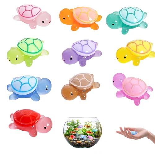 Yotlein 10 Stück Mi-NI Schild-kröten Harz, leuchtende Mi-NI Schild-kröten Harz Figuren, Kleine Figuren Mini Schildkröten, Mini Turtle, Kann für Autoinnenräume, Gartengestaltung Verwendet Werden von Yotlein