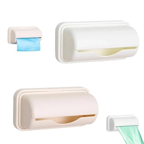 Yotlein 2 Stück Müllbeutelspender, Trash Bag Dispenser, Wall Mounted Bin Bag Container, Mehrzweck Kunststoffbeutel Organizer, Tütenspender Müllbeutel Organizer für Küche Toilette (Weiß, Aprikose) von Yotlein