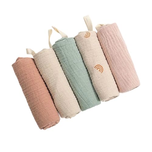Yotlein 5 Stück Musselintücher Baby, Handtücher Set für Neugeborene, Reine Baumwolle Weiches Material, 22x23 cm Baby Waschlappen Neugeborene, Zum Füttern Wischen und Waschen- Zufällige Farbe von Yotlein