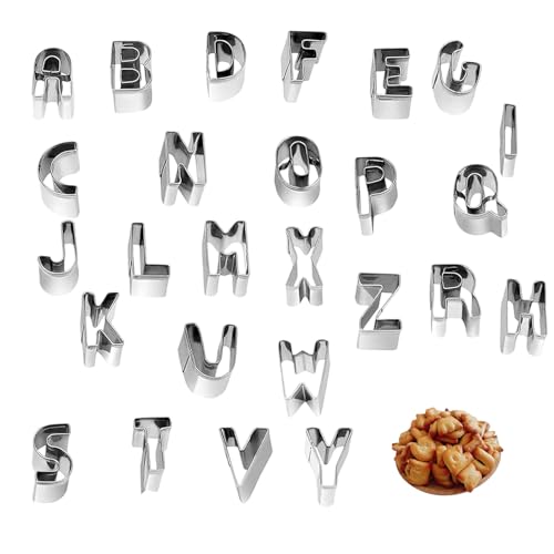Yotlein Ausstechformen, 26 Buchstabenformen Edelstahl, Keksausstecher, Buchstaben Fondant Torte Brot, Ausstecher Buchstaben Plätzchenform, Backzubehör, Geeignet Zum Backen Herstellen von Keksen von Yotlein