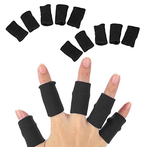 Finger Splint, Fingerschutzhülse, 10 Stücke Stretchy Flexible Finger Schiene Unterstützung Fingerschutz Sporthilfe Arthritis Band Wraps(Schwarz) von Yotown