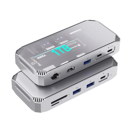 Yottamaster MJ10 1TB Externe SSD mit 10 Ports Erweiterung, USB C Hub mit 1TB M.2 NVMe SSD, bis zu 1000 MB/s, USB C HUB Adapter 10Gbps unterstützt 4K@60Hz HDMI, 100W PD, SD/TF Kartenleser, Ethernet Yottamaster MJ10 1TB Externe SSD mit 10 Ports Erweiterung, USB C Hub mit 1TB M.2 NVMe SSD, bis zu 1000 MB/s, USB C HUB Adapter 10Gbps unterstützt 4K@60Hz HDMI, 100W PD, SD/TF Kartenleser, Ethernet von Yottamaster