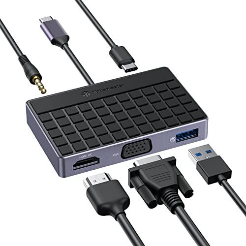 Yottamaster USB C Hub, 5-in-1 USB C Adapter, 100W Power Delivery USB3.0 Typ C Dock, Kompatibel mit Windows/Mac OS/Android unterstützt 4K@30Hz HDMI/VGA/3.5mm Audio Yottamaster USB C Hub, 5-in-1 USB C Adapter, 100W Power Delivery USB3.0 Typ C Dock, Kompatibel mit Windows/Mac OS/Android unterstützt 4K@30Hz HDMI/VGA/3.5mm Audio von Yottamaster
