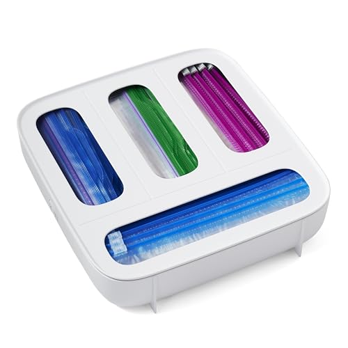 YouCopia Sandwichbeutel aus Kunststoff in Familiengröße mit 4 Fächern, Schubladen-Organizer für die Aufbewahrung in der Küche, Weiß von YouCopia