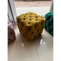 Pouf - Ottoman Gefüllt Pouffe Pouff Gestopft Gesteppt Samt Veganes Leder von YouFurnitures