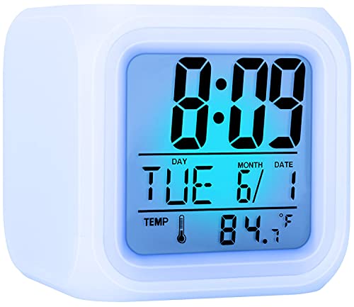 YouJabz 7 Farben wechselnde Nachtlicht Kinder Wecker, Snooze Touch Control Temperatur, Digitale Uhr für Kinder Mädchen Jungen, wachsen Uhr für Kleinkinder, zurück zu Schule Geschenk von YouJabz