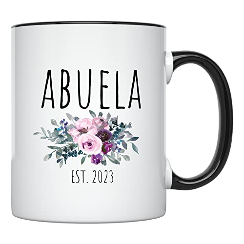 YouNique Designs Abuela Tasse, 325 ml, Regalos Para Abuela, Abuela Tasse auf Spanisch, First Time Grandma Tasse, Promoted to Oma, Durchdachte Tasse für Oma (schwarzer Griff) von YouNique Designs