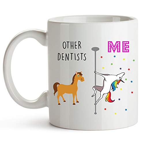 YouNique Designs Einhorn-Tasse, Zahnarzt-Geschenk für Zahnarzt, 325 ml, zahnärztliche Geschenke für Frauen, Zahnarzt-Kaffeetasse, Zahnarzt-Kaffeetasse, Zahnarzt-Kaffeetasse von YouNique Designs