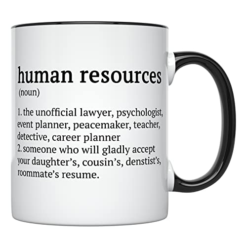 YouNique Designs Human Resources Kaffeetasse, 325 ml, Hr Mug, lustige menschliche Ressourcen, Kaffeetasse für Frauen, Tasse menschliche Ressourcen, Hr verwandte Tasse (schwarzer Griff) von YouNique Designs