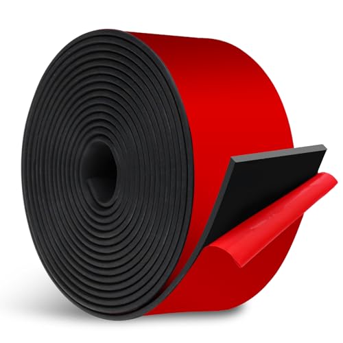 Neopren Gummistreifen, Gummimatte Vollgummi Gummiplatte für Bodenbeläge, Dichtungen, Vibrationsschutz, Anti-Rutsch, DIY Abdichtung und Stoßdämpfung (Rote Klebeband, 2mmx80mmx3m) von YouShangro