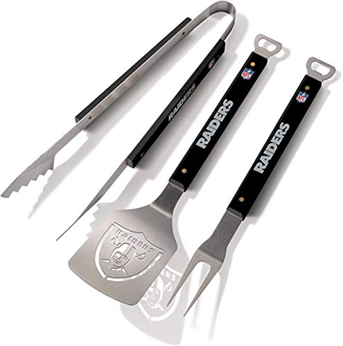 YouTheFan NFL Las Vegas Raiders Spirit Series 3-teiliges Grillset, Edelstahl, 55,9 x 22,9 cm von YouTheFan