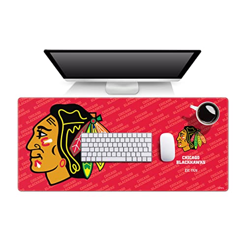 YouTheFan Unisex-Erwachsene Chicago Blackhawks Schreibtischunterlage aus der Logo-Reihe, Teamfarben, 15.7" x 35.4" von YouTheFan