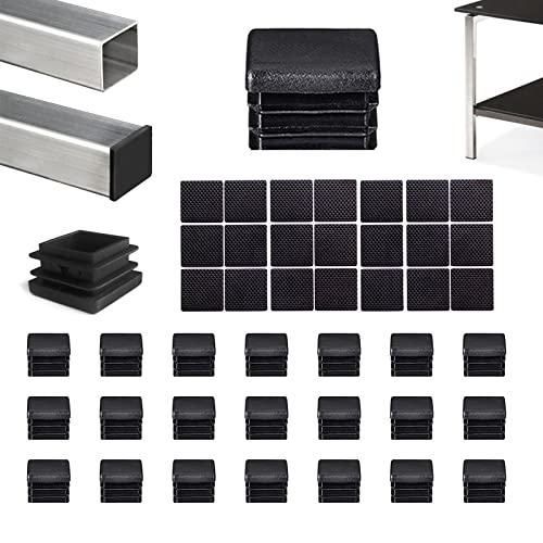 YouU Endkappen für quadratische Rohre, Kunststoff, 15 x 15 mm, selbstklebend, Schwarz, 40 Stück von YouU