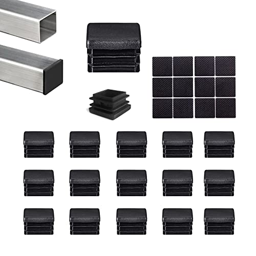 YouU 20 x 20 mm Quadratische Kunststoffstopfen Selbstklebende Möbelpads für Metallrohre Zäune Gleitschutz vor Stuhlbeinen und Möbeln 40 Stück von YouU