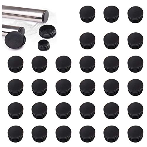 YouU 30 Stücke Rundrohr Schwarz Kunststoff Stecker, Endkappe Zaunpfosten Rohrabdeckung Rohr Stuhl Gleiteinsatz Finishing Stecker (25x25mm / 1''x1 '') von YouU