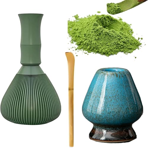 Matcha Set,YouXiaor 3PCS Matcha Besen Set mit Matcha-Schneebesen,Matcha Löffel,Teepinselhalter aus Keramik Matchabesen für Teezeremonie zur Herstellung und zum UmrüHren Von Matcha von YouXiaor