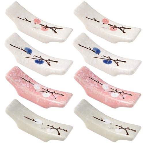 YouXiaor 8 Stücke Keramik Stäbchen Halter,Essstäbchenhalter Japanische Essstäbchenablage Stäbchenhalter Set Stehen Messer Abendessen Löffel Halter Ständer Halterung Essstäbchen-Ablagen (A) von YouXiaor