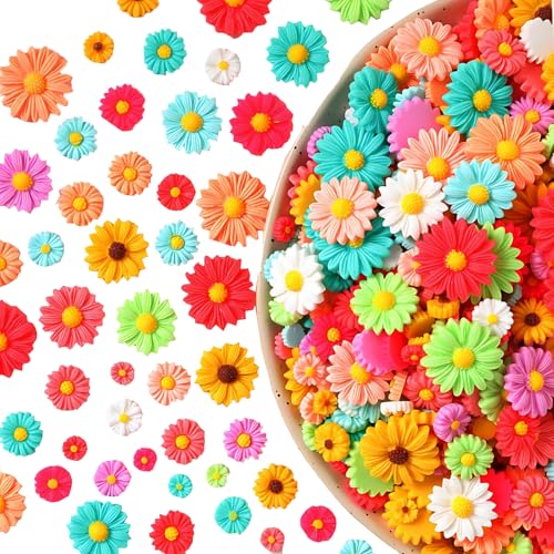 YouYuer Gänseblümchen Deko, 120 Stücke Deko Blumen,Mini Streudeko Frühling,Streublumen,Harz Gänseblümchen Für Handwerk Kleine Dekorative Gänseblümchen Blume von YouYuer