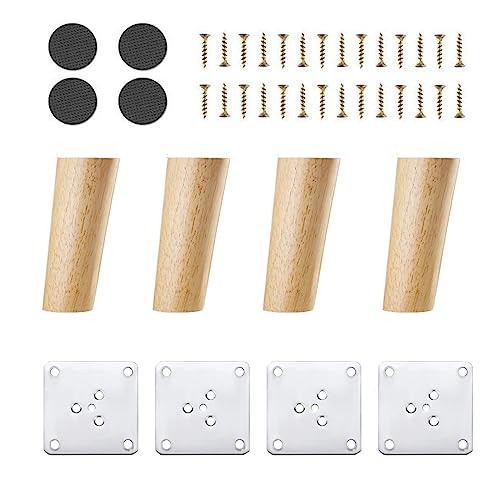 YouYuer Möbelfüße Holz,4PCS Holz Tischbeine Mit Schrauben Schrankbeine Schräg Couchfüsse Sofafüsse Möbelbeine Möbelfüsse Schrankfüße für Schrank, TV-Schränke,Schubladen,Nachttisch (4.72''/12cm) von YouYuer