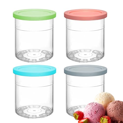 Youany Eisbehälter Mit Deckel, 4er-Set Behälter Für Eiscreme-Pints, Eisbehälter Für Speiseeis, Kompatibel Mit Den Crea-mi Deluxe-Eismaschinen Der NC501 -Serie von Youany