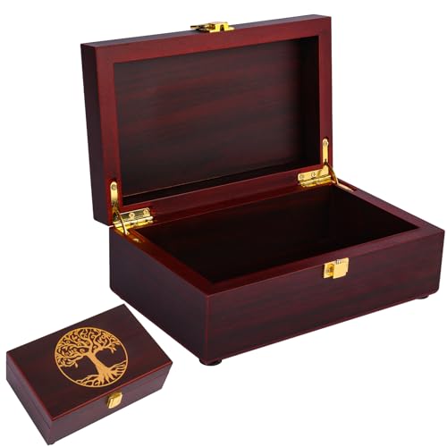 Baum des Lebens Holz Andenkenbox - Holz Dekorative Boxen mit Deckel / Erinnerungsboxen mit Deckel - Holz Dekorative Aufbewahrungsboxen mit Deckel - Gedenkbox (Baum des Lebens, klein) von Youdear Memorials