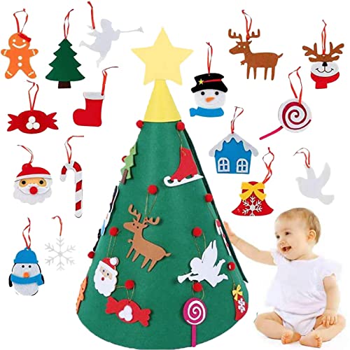 Filz Weihnachtsbaum Set, DIY beleuchteter Weihnachtsbaum mit 10 Zoll LED Lichterkette, kinderfreundlicher Filz Weihnachtsbaum mit 16 Stück, Filzspielzeug von pr Filz Weihnachtsbaum Set, DIY beleuchteter Weihnachtsbaum mit 10 Zoll LED Lichterkette, kinderfreundlicher Filz Weihnachtsbaum mit 16 Stück, Filzspielzeug von pr von Youding