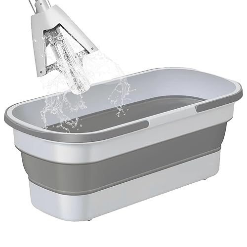 Mop Eimer, 1200 ml Rechteckige Spülschüssel, Spülbecken Schüssel mit Rollen & 2 Griffen, Tragbarer Faltbarer Mop-Wanne, Mehrzweck-Rechteckiger Reinigungseimer, Wascheimer für Reinigung von Youding