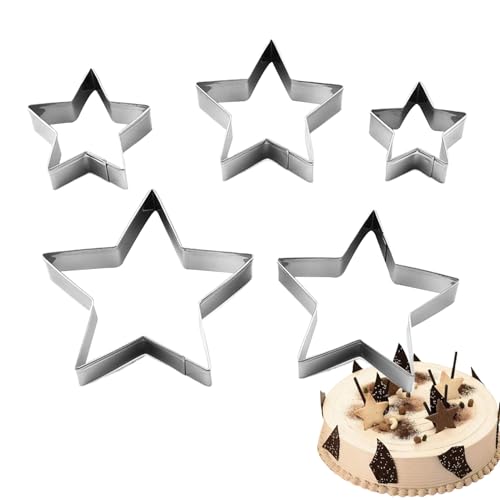 Star Cookie Cutter - Edelstahl -Gebäckformen | 5 -teilige Metallstar -Keksschneider Set | Sandwiches & Keksformformen Für Urlaubsbacken, Desserts, Kuchen, Gebäck, Weihnachten, Kinder, Partys von Youding