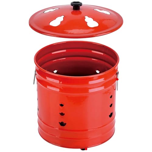 Youding Brennfass Für Draußen Mit Deckel | Metallfass Mit Ergonomischem Griff,Funkenfeste Mulde Für Garten Camping Balkon Terrasse von Youding