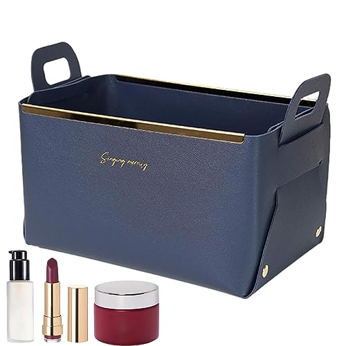 Youding Faltbarer Schreibtisch-Organizer, vielseitig aus Kunstleder mit Griffen, Nordics Style Skin Care Kosmetikkörbe für Regale, Büro, Veranda von Youding