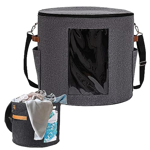 Youding Filzaufbewahrung rund | 19" D x 17" H Aufbewahrungskoffer für Hut Container | Tragbare Hutaufbewahrung mit Staubschutzdeckel, Huttasche von Youding