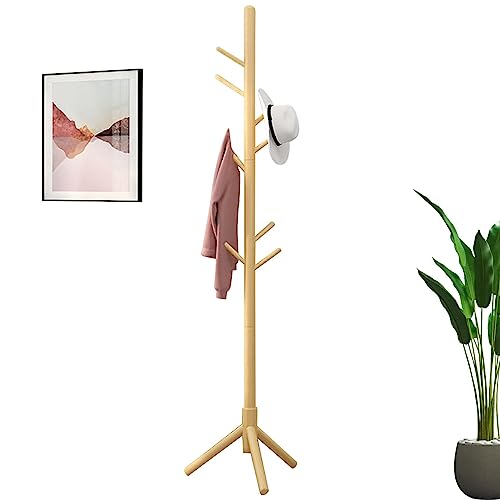 Youding Garderobenständer - Garderobenständer aus Holz, Garderobenständer auf dem Flur mit 8 Haken für Hutbügel von Youding