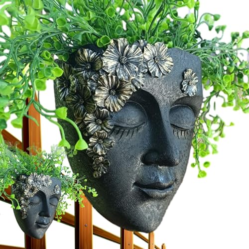 Youding Wand-Blumentopf mit Kopf – Blumenkübel mit Kopf – Wand-Blumentopf mit Kopf – Blumentopf aus Harz für Sukkulenten – für den Innen- und Außenbereich von Youding