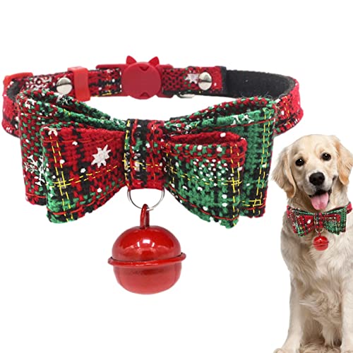 Youding Weihnachten für Haustiere – Halsbänder für Haustiere mit Schneeflocken-Motiv, klassisch, rot kariert – Hundehalsbänder Schneeflocke, Weihnachten für Tiere von Youding