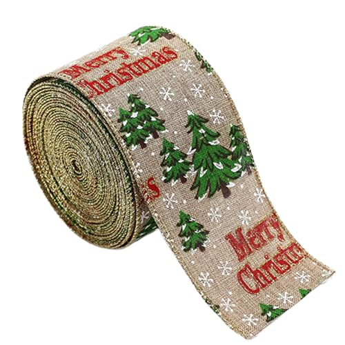 Youding Weihnachtsband mit Draht, Geschenkband | Weihnachtskranz mit Drahtband - Dekorative Schleifen-Accessoires, Bauernhaus-Dekoration, Schneeflocken-Karo-Fahrzeug-Weihnachtsband für von Youding