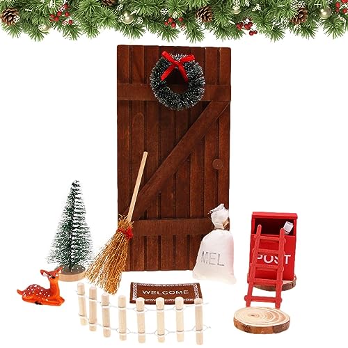 Youding Weihnachtsfeentür-Set – Puppenhaus-Zubehör-Set für Weihnachtsfeentür, 13-teilig, Weihnachtsfeen-Figuren, Dekoration für den Innen- und Außenbereich von Youding