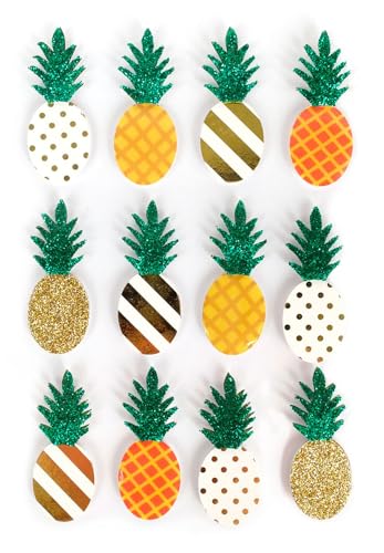 GRAINE CREATIVE 3D-Aufkleber Ananas 4.5 cm, Matt, Gold, Vinyl, Tropisch, Blatt, Ananas, Sticker, Aufkleber, Papier, Karton, Indoor von GRAINE CREATIVE