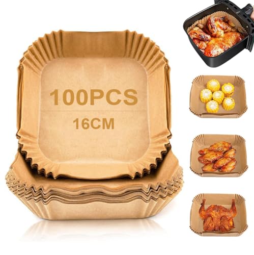 Youery 100 Stück Backpapier für Heißluftfritteuse, 16cm Quadrat Airfryer Backpapier, Antihaft-Einweg-Luftfritteusen Pergamentpapier für Airfryer Youery 100 Stück Backpapier für Heißluftfritteuse, 16cm Quadrat Airfryer Backpapier, Antihaft-Einweg-Luftfritteusen Pergamentpapier für Airfryer von Youery
