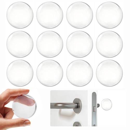 Youery 12 Stück Türpuffer transparent, 40 x 8 mm Türstopper Wand selbstklebend, rundes Türgriffstopper, Elastische Wandpuffer, Leiser Wandschutz für Türgriff, Türpuffer Wand für Tür, Wände, Bad, von Youery