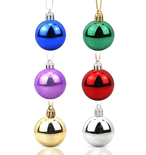 Youery 24 Stück Weihnachtskugeln Kunststoff, Christbaumkugeln Bunt,Baumschmuck Weihnachtskugeln, Christbaumschmuck Hängedekorationen, Plastikkugel Tannenbaum Schmuck Set （3cm 24 STK） von Youery