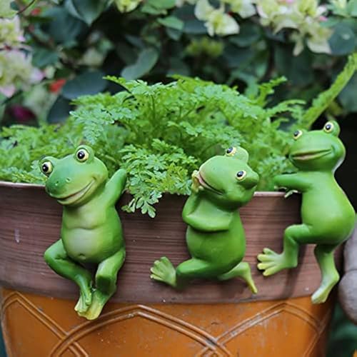 Youery 3 Stück niedlichen hängende Frösche Frosch deko für Teich, Gartenteich Frösche Deko, für Teichschale Miniteich Terrassenteich Zinkwannen Pflanzschale Garten Balkon Terrasse Teiche Deko von Youery