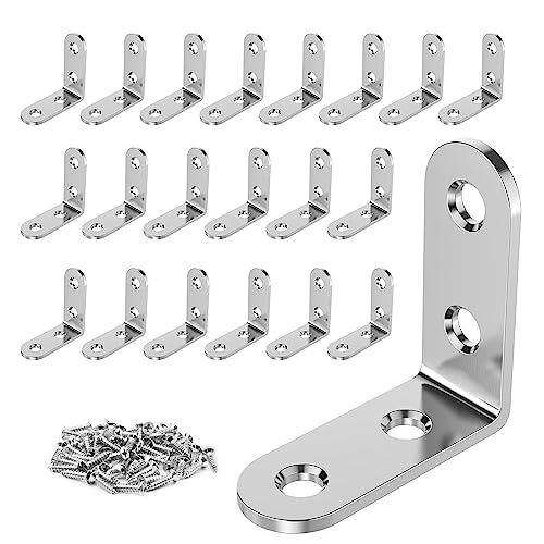 Youery 20 Stück Winkelverbinder, 40 X 40mm Edelstahl Winkel Klammern L-förmige 90 Grad Möbel Eckwinkel Mit Schrauben für Anbau Winkel Bracket Tabelle Stuhl Bücherregal von Youery