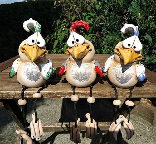 Youery 3pcs Hühner Deko Gartendeko Für Draußen Figuren, Keramik Huhn Tierfigur Gartenstecker Keramikfigur Handarbeit Ornament, Harz Gartenfiguren & Gartenstatuen Lustiges Gartendekorationen Für Außen von Youery