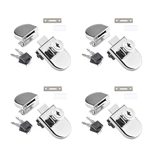 Youery 4 PCS Single Swing Glass Cabinet Showcase Türschloss Glass Cabinet Lock für 5-8mm，Kein Bohren erforderlich von Youery