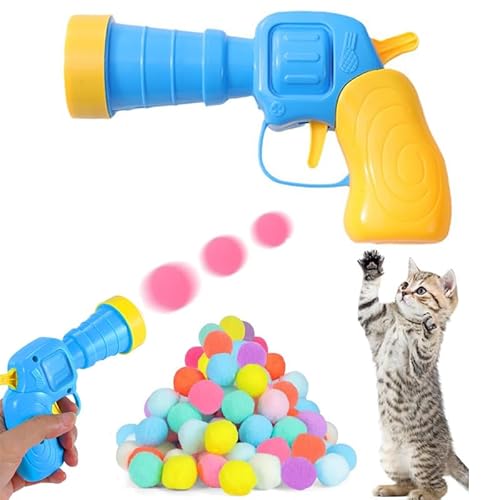 Youery 50 Stück Katzenspielzeug Ball Pistole, Stretch-Plüschball-Spielzeug, Plüsch Kätzchen Haustier Spielzeug Bälle, Interaktives Spielzeug für Katzen und Kätzchen, Cat Toy Ball von Youery