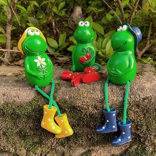 Youery Frosch-Figuren Dekoration, 3-teilig: Verspiegelte Garten-Frosch-Figur & Kantenhocker, Ideal für Garten, Bauernhof & Wohnzimmer von Youery